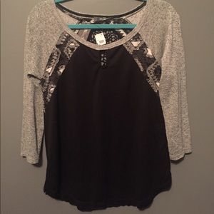 New Miss Me black and gray 3/4 length sleeves